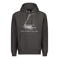 Smoke Life Is Better On A Boat Sailboat Sketch Cool Sailing Gifts Premium Hoodie - minhPixels