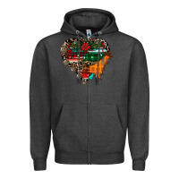 Charcoal Heather festive western christmas heart Zipper Hoodie - CowhideDigitalArt