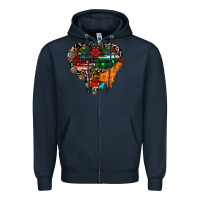 Navy festive western christmas heart Zipper Hoodie - CowhideDigitalArt