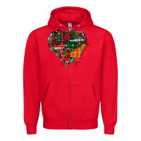 Red festive western christmas heart Zipper Hoodie - CowhideDigitalArt