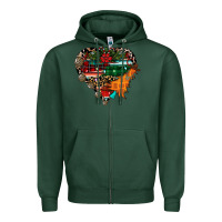 Sports Green festive western christmas heart Zipper Hoodie - CowhideDigitalArt