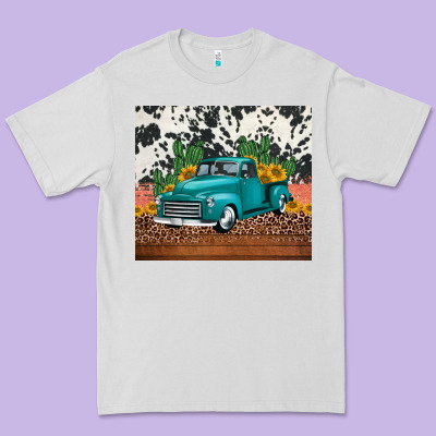 Western Farm Truck Cactus And Sunflowers Premium Tee Designed By Jasminsmagicworld
