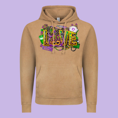 Mardi Gras Love Nurse Vintage Hoodie Designed By Cowgirlartshop