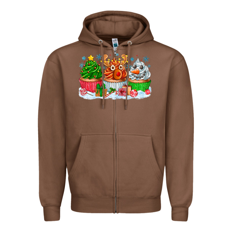 Festive Christmas Cupcakes Zipper Hoodie by CowhideDigitalArt | Teevron