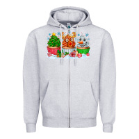 Heather Grey festive christmas cupcakes Zipper Hoodie - CowhideDigitalArt