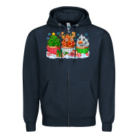 Navy festive christmas cupcakes Zipper Hoodie - CowhideDigitalArt