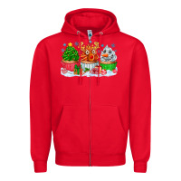 Red festive christmas cupcakes Zipper Hoodie - CowhideDigitalArt