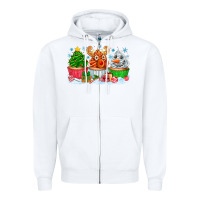 White festive christmas cupcakes Zipper Hoodie - CowhideDigitalArt