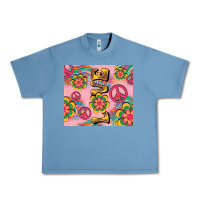 Pebble Blue peace love hippie daisy Urban Heavy Tee - TumblerDesignByShophia