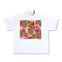 White peace love hippie daisy Urban Heavy Tee - TumblerDesignByShophia