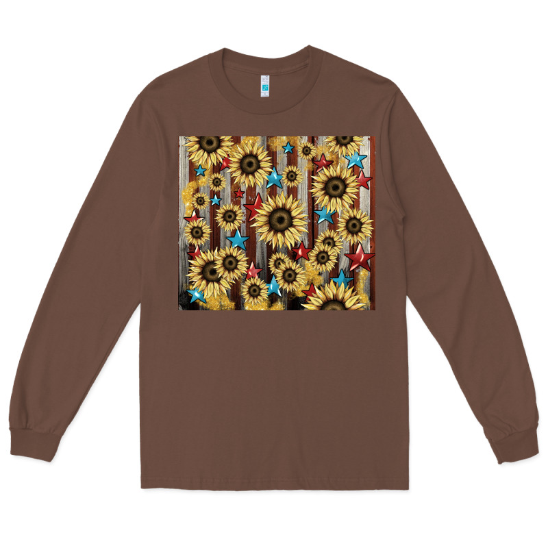 America Flag Sunflower Star Tumbler Long Sleeve Tee by HowdyJamesFarm | Teevron