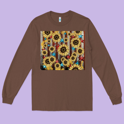 America Flag Sunflower Star Tumbler Long Sleeve Tee Designed By Howdyjamesfarm