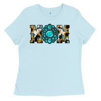Baby Blue Sunflower Turquoise Gemstone Cowhide Mom Ladies Tee - Bettercallsaul