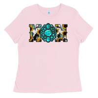 Bubblegum Pink Sunflower Turquoise Gemstone Cowhide Mom Ladies Tee - Bettercallsaul