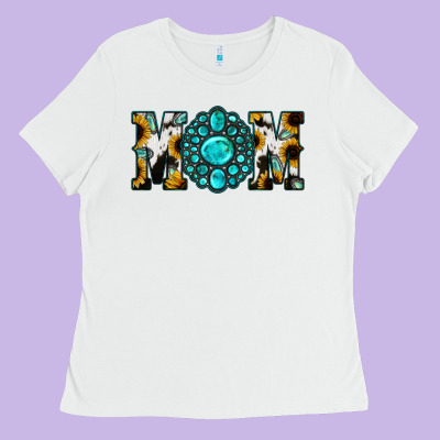 Sunflower Turquoise Gemstone Cowhide Mom Ladies Tee Designed By Bettercallsaul