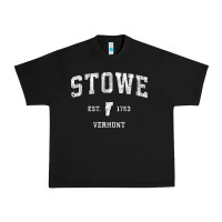 Black Stowe Vermont Vt Vintage Athletic Sports Urban Heavy Tee - minhPixels