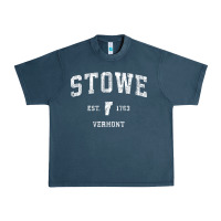Midnight Navy Stowe Vermont Vt Vintage Athletic Sports Urban Heavy Tee - minhPixels