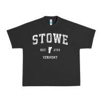Pigment Black Stowe Vermont Vt Vintage Athletic Sports Urban Heavy Tee - minhPixels