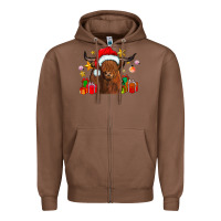 Chestnut festive highland cow Zipper Hoodie - CowhideDigitalArt