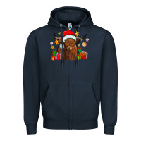 Navy festive highland cow Zipper Hoodie - CowhideDigitalArt