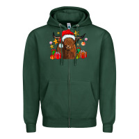 Sports Green festive highland cow Zipper Hoodie - CowhideDigitalArt