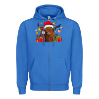 True Royal festive highland cow Zipper Hoodie - CowhideDigitalArt