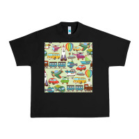 Black Planes, Trains, and Automobiles pattern Chiffon Top Urban Heavy Tee - minhPixels