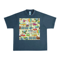 Midnight Navy Planes, Trains, and Automobiles pattern Chiffon Top Urban Heavy Tee - minhPixels