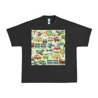 Pigment Black Planes, Trains, and Automobiles pattern Chiffon Top Urban Heavy Tee - minhPixels