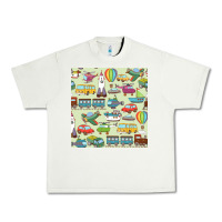 Pistachio Planes, Trains, and Automobiles pattern Chiffon Top Urban Heavy Tee - minhPixels
