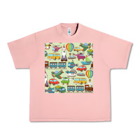 Salmon Planes, Trains, and Automobiles pattern Chiffon Top Urban Heavy Tee - minhPixels