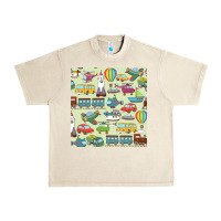 Sandshell Planes, Trains, and Automobiles pattern Chiffon Top Urban Heavy Tee - minhPixels