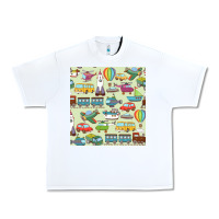 White Planes, Trains, and Automobiles pattern Chiffon Top Urban Heavy Tee - minhPixels