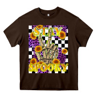 Chocolate Brown stay skeleton hand spooky Heavy Core Tee - LillyAllenDesigns