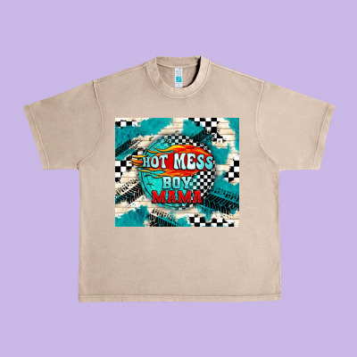 Hot Mess Boy Mama With Fire Urban Heavy Tee Designed By Tumblerdesignbyshophia