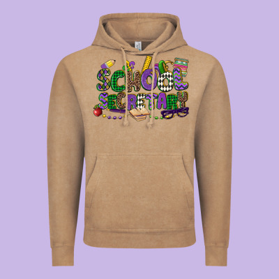 School Secretary Mardi Gras Vintage Hoodie Designed By Cowgirlartshop
