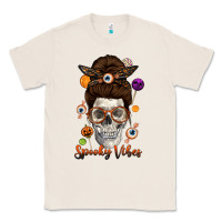 Natural Spooky Vibes Skull Messy Bun Classic Tee - texasbilliewilder