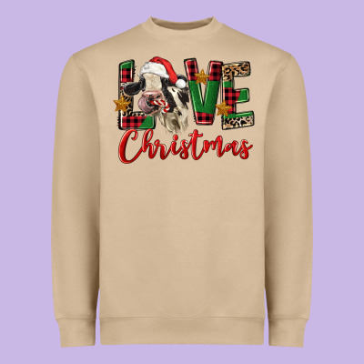 Love Christmas Holstein Heifer Heavyweight Sweatshirt Designed By Fadigitalartstudio