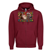 Burgundy festive farmyard gathering Zipper Hoodie - CowhideDigitalArt