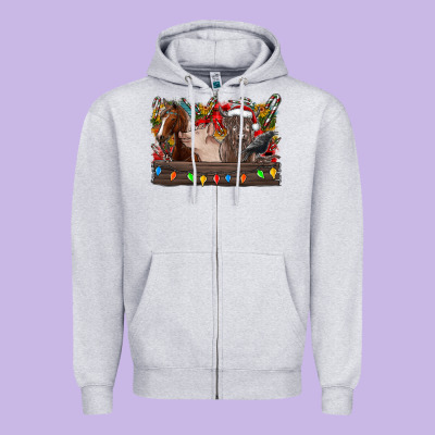 Festive Farmyard Gathering Zipper Hoodie Designed By Cowhidedigitalart