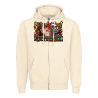 Sandshell festive farmyard gathering Zipper Hoodie - CowhideDigitalArt