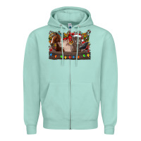 Seafoam festive farmyard gathering Zipper Hoodie - CowhideDigitalArt