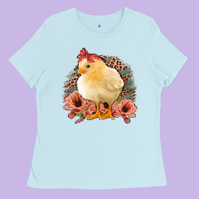 Chick With Flowers Leopard Background Ladies Tee Designed By Bettercallsaul