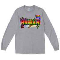 Heather Grey We are all human Long Sleeve Tee - CowGirlArtShop