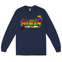 Navy We are all human Long Sleeve Tee - CowGirlArtShop
