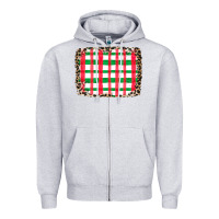 Heather Grey Christmas Pattern Zipper Hoodie - CowhideDigitalArt