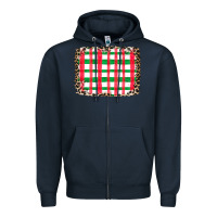Navy Christmas Pattern Zipper Hoodie - CowhideDigitalArt
