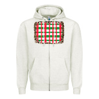 Oatmeal Heather Christmas Pattern Zipper Hoodie - CowhideDigitalArt