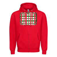 Red Christmas Pattern Zipper Hoodie - CowhideDigitalArt