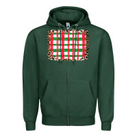 Sports Green Christmas Pattern Zipper Hoodie - CowhideDigitalArt
